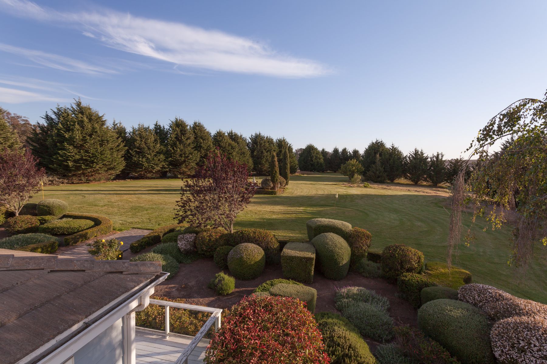 View over the gardens and lawn