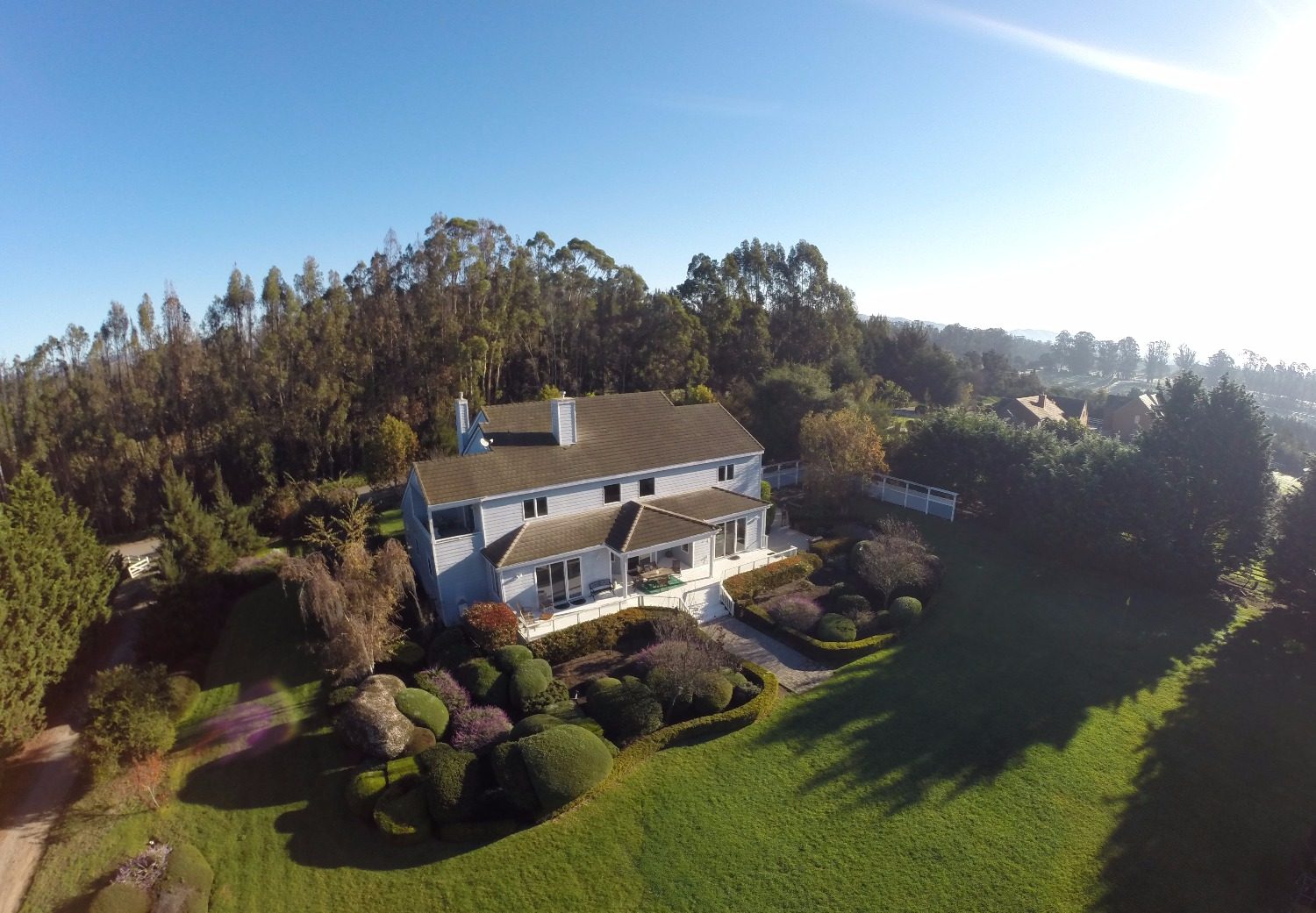 Aerial view of the house and gardens at The Heritage Estates