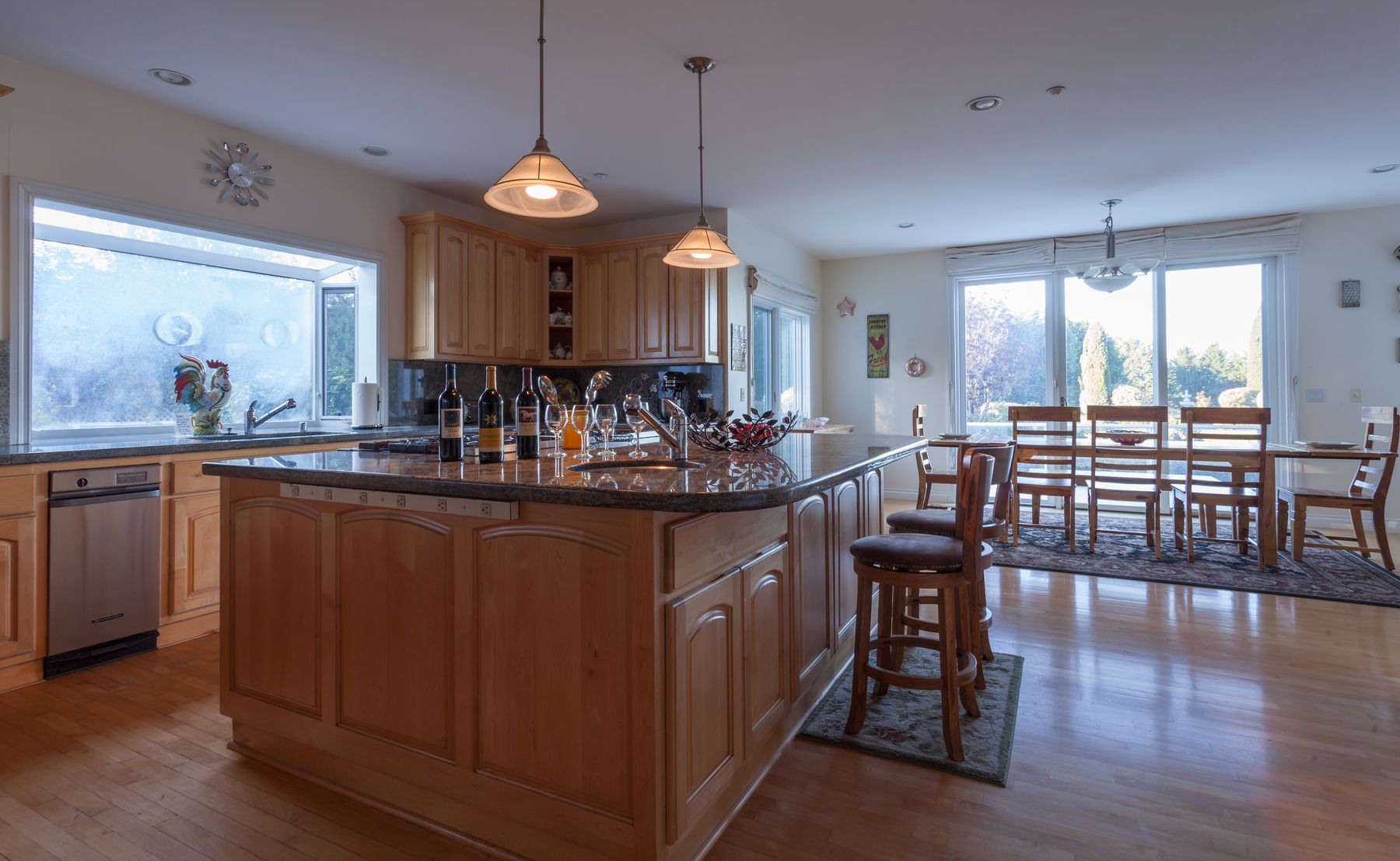 Kitchen with island and seating
